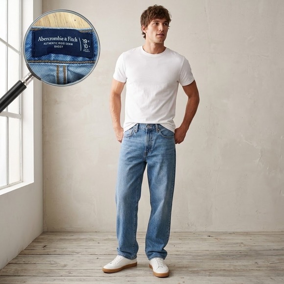 Abercrombie & Fitch Other - Abercrombie & Fitch Baggy Authentic Rigid Denim Jeans 29x30 Medium Wash 131D0350